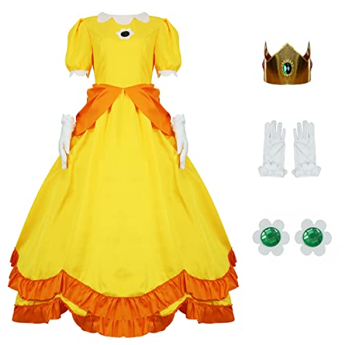 AYYOHON Super Brothers Prinzessin Pfirsich-Kostüm für Damen, Prinzessin, Gänseblümchen, Prinzessin, Rosalina, Kostüm, Halloween, Cosplay, Kleid, Größe XXL von AYYOHON