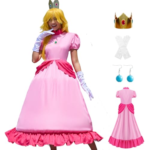 AYYOHON Super Brothers Prinzessin Pfirsich Kostüm Für Damen Prinzessin Daisy Prinzessin Rosalina Kostüm Halloween Cosplay Kleid 2XL von AYYOHON