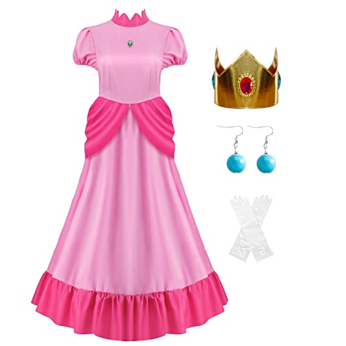 AYYOHON Super Brothers Prinzessin Pfirsich-Kostüm für Damen, Prinzessin, Gänseblümchen, Prinzessin, Rosalina, Kostüm, Halloween, Cosplay, Kleid, Größe XXL von AYYOHON