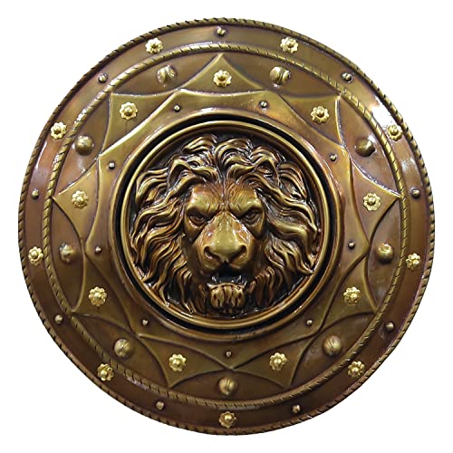 AYZCORP Shield 55,9 cm Mittelalter Krieger Eisen Wikinger Schild Löwe Gesicht Runder Schild Krieger Kostüm Halloween Cosplay Wandkunst Mittelalter Krieger Ritter Wikinger Kollektion Heimdekoration Geschenk Artikel von AYZCORP