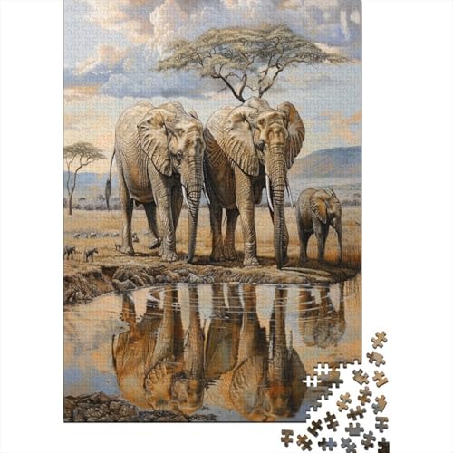 Elefant 1000 Stück Puzzles Für Erwachsene Teenager Stress Abbauen Familien-Puzzlespiel 1000-teiliges Puzzle Kinder Lernspiel Spielzeug Geschenk Puzzel 1000pcs (75x50cm) von AYZOFCNDK