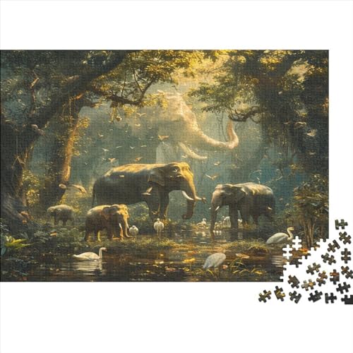 Elefant Puzzle 1000 Teile Puzzles Für Erwachsene Lernspiel Herausforderungsspielzeug 1000-teilige Puzzlespiel Für Erwachsene Kinder Puzzel 1000pcs (75x50cm) von AYZOFCNDK