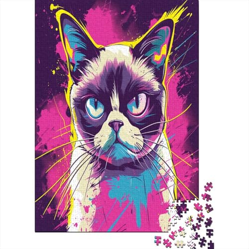 Grumpy Kat 1000 Stück Puzzles Für Erwachsene Teenager Stress Abbauen Familien-Puzzlespiel Mit Poster in 1000-teiliges Puzzle Kinder Lernspiel Spielzeug Geschenk Puzzel 1000pcs (75x50cm) von AYZOFCNDK