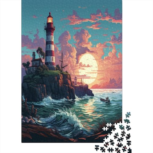 Leuchtturm an der Küstes 1000 Stück Puzzles Für Erwachsene Teenager Stress Abbauen Familien-Puzzlespiel 1000-teiliges Puzzle Kinder Lernspiel Spielzeug Geschenk Puzzel 1000pcs (75x50cm) von AYZOFCNDK