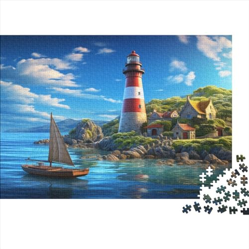 Leuchtturm an der Küstes 1000 Stück Puzzles Für Erwachsene Teenager Stress Abbauen Familien-Puzzlespiel Mit Poster in 1000-teiliges Puzzle Kinder Lernspiel Spielzeug Geschenk Puzzel 1000pcs (75x50cm) von AYZOFCNDK