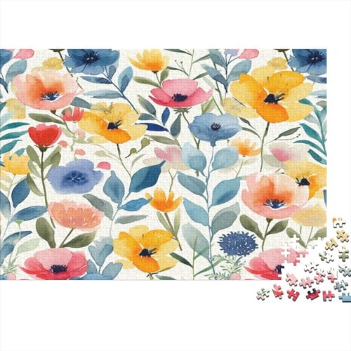 Watercolor Blumes Puzzle 1000 Teile Puzzles Für Erwachsene Lernspiel Herausforderungsspielzeug 1000-teilige Puzzlespiel Für Erwachsene Kinder Puzzel 1000pcs (75x50cm) von AYZOFCNDK