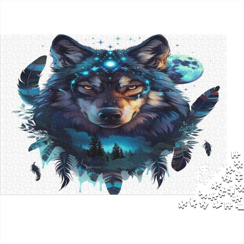 Wolf 1000 Stück Puzzles Für Erwachsene Teenager Stress Abbauen Familien-Puzzlespiel 1000-teiliges Puzzle Kinder Lernspiel Spielzeug Geschenk Puzzel 1000pcs (75x50cm) von AYZOFCNDK