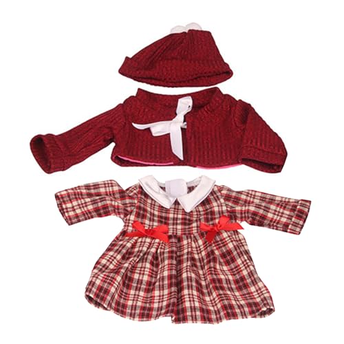 1 Set 18 Zoll Puppenkleidung, Winter -Outfit -Puppenkleidung enthält eine rote Baskenmütze, eine rote Strickjacke, eine rote karierte Kleidung Babypuppenkleidung für 18 Zoll Mädchen Puppenzubehör Bab von AZIDWERYQ