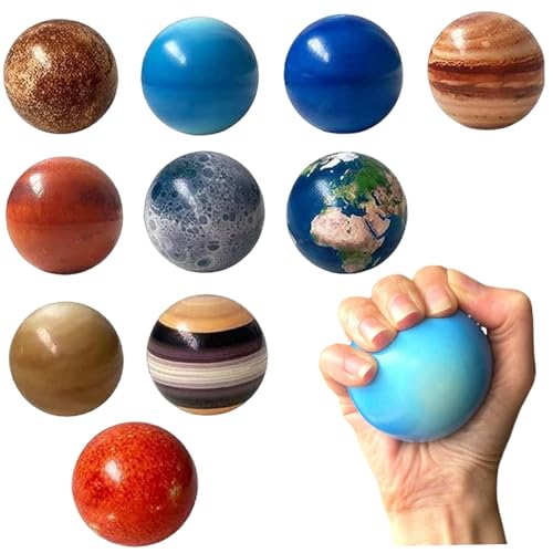 10pcs Solarsystem Spielzeug, PU -Solarsystem Stress Planetenbälle, 10 Universum Planeten Spielzeug Stressabbau Planeten Squeeze Bälle Pädagogik Spielzeug für Kinder Erwachsene Planeten Bälle von AZIDWERYQ