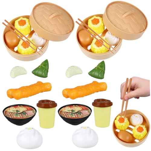 2 Sets Kinder Food Toys, Plastik Chinese Dim Sum Kinderspielzeug Realistisches chinesisches Frühstück, tun Sie Spielzeug für Frühstück gedämpfte Spielzeugküche Kochspielzeug Spielen Küche für Kleinki von AZIDWERYQ