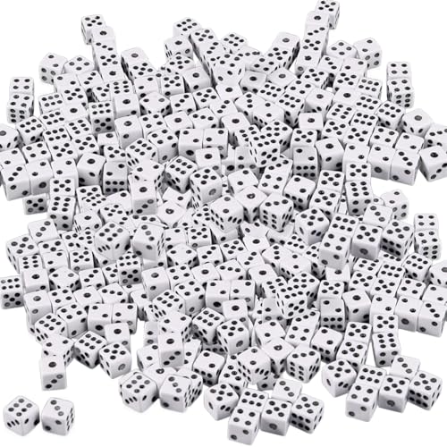 300pcs Mini Tiny Dice, 8 mm weiße Würfel mit schwarzen Punkten, 6 -Seiten -Würfel für Brettspiele, Erwachsene Spielwürfel für das Unterrichten von Mathematik, Party -Gefälligkeiten von AZIDWERYQ