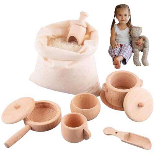 7pcs/Set Sensory Bin Toys, hölzernen sensorische Mülleimerwerkzeuge mit Aufbewahrungstasche Montessori Feinmotor -Lernen tun, um Küchengeschirr Spielzeug für Kinder Vorschullernspielzeuge Sensory Bin von AZIDWERYQ