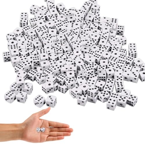 8mm Mini Tiny Dice, 300pcs weiße Würfel mit schwarzen Punkten, 6 -Seiten -Square Dice Games, Erwachsenenspiel -Würfel für das Unterrichten von Mathematik, Partybevorzugung Mikrowürfel von AZIDWERYQ