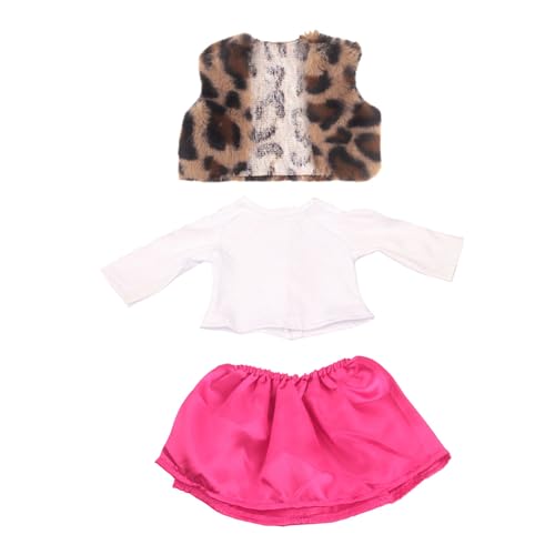 AZIDWERYQ 1 Set 18-Zoll-Puppenkleidung, süße Outfit-Puppenkleidung enthält Leopardenmusterweste, Rock und langärmeliges Hemd Babypuppenkleidung für 18 Zoll Mädchen Puppenzubehör Babypuppenkleidung von AZIDWERYQ