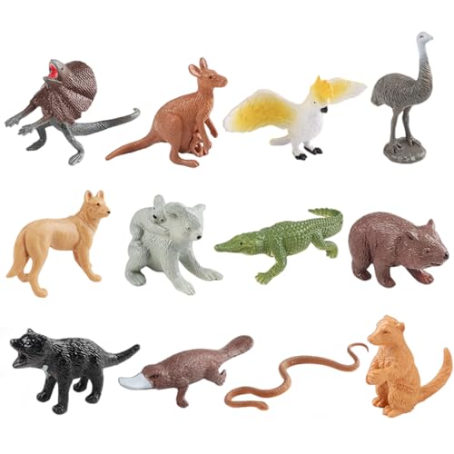 AZIDWERYQ 12pcs Animalfiguren Spielzeug, realistische kognitive Tierspielzeug, Simulation australische Tierfiguren, Desktop -Dekoration Bildungsspielzeug für Kinder Jungen Geschenke von AZIDWERYQ