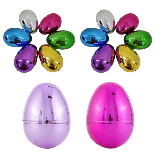 AZIDWERYQ 14pcs Ostereier, metallische fillbare Plastikeier, 2,4x1.7 Shinny Plastic Eggs Bunte Müßige für Ostereiersuche, Überraschungsei, Osterjagd von AZIDWERYQ