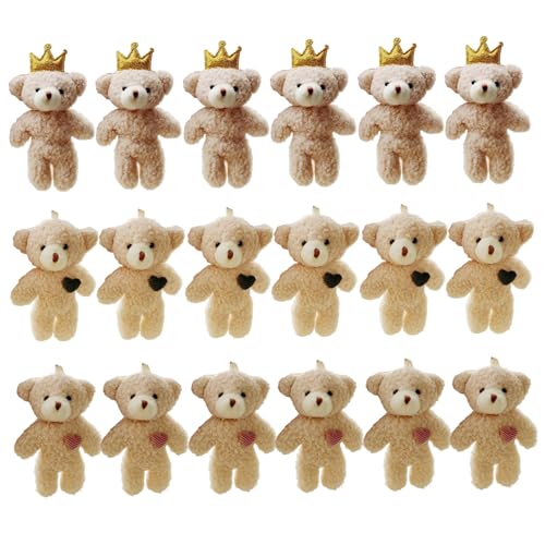 AZIDWERYQ 18 PCs Mini Teddybär Spielzeug, 4,7 Zoll Plüschgefüllte Bären Puppe weiche kleine Bären -Ornament Plüschgefüllte Tiere für Schlüsselbund DIY Craft Party Gunst von AZIDWERYQ