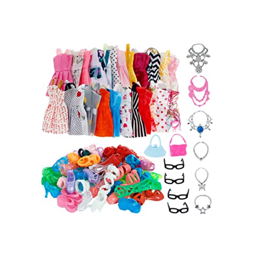 AZIDWERYQ 32pcs Puppenkleidung und Accessoires, Prinzessin Partykleider Schuhe Taschen Schmuck Set Kinder Spielzeugkleidung Geburtstag Geschenke für Mädchen von AZIDWERYQ