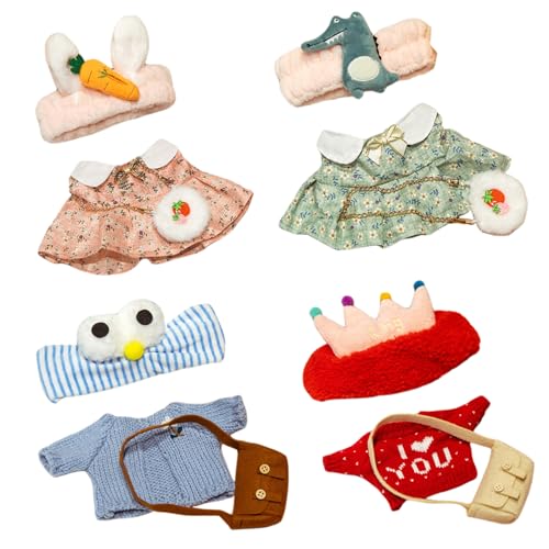 AZIDWERYQ 4 Set Duck Plüschkleidung, 12 Plüsch Duck Kawaii Babypuppenkleidung mit Stirnband und Tasche DIY Entenpuppenkleidung für Mädchen/Jungen von AZIDWERYQ