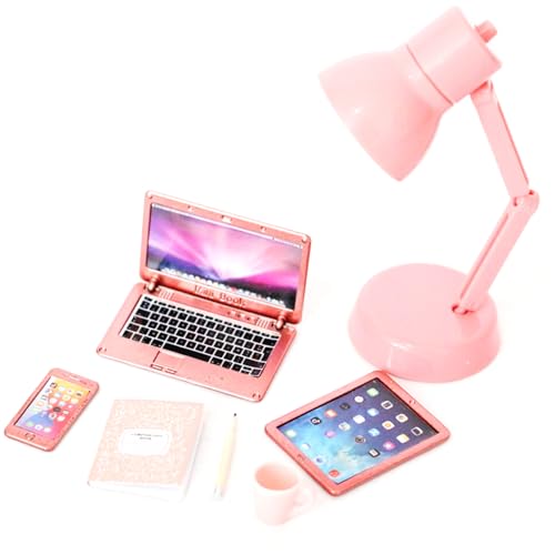 AZIDWERYQ 6PCS/Set Dollhouse Accessoires, Mini -Laptop -Tablet -Telefon Mini Books Cup Bleistift, Miniaturbüro Set Realistic 1/12 Scale Accessoires für Dollhouse Crafts -Szenenzubehör Mini -Laptop von AZIDWERYQ