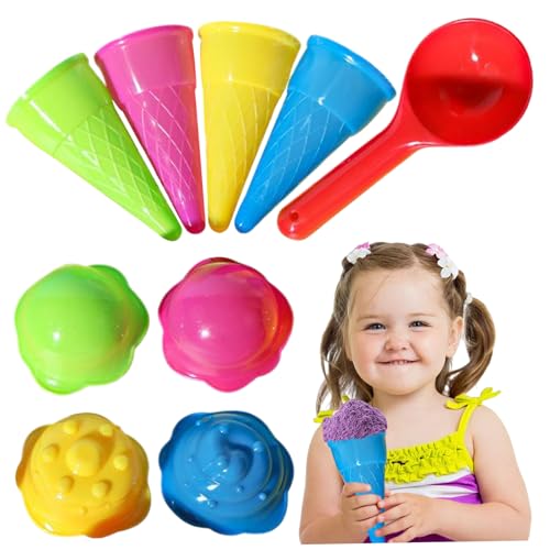 AZIDWERYQ 9pcs/Set Strandspielzeug, Plastik -Eisspiel -Set enthalten Eiszapfen, Schaufel und Deckel, Sandspielzeug für Kinder Kleinkinder, zufällige Farbe von AZIDWERYQ