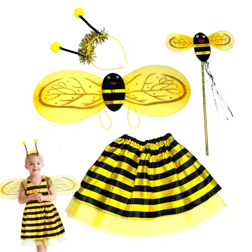AZIDWERYQ Bienenkostüm Kids, 4pcs/Set Bienenkostüm -Set enthalten gelber Flügel, gestreifte Rock, Antennenstirnband & Zauberstab für Halloween -Cosplay, Festivals und Themenfeiern Anzug für Kinder AZIDWERYQ Bienenkostüm Kids, 4pcs/Set Bienenkostüm -Set enthalten gelber Flügel, gestreifte Rock, Antennenstirnband & Zauberstab für Halloween -Cosplay, Festivals und Themenfeiern Anzug für Kinder von AZIDWERYQ