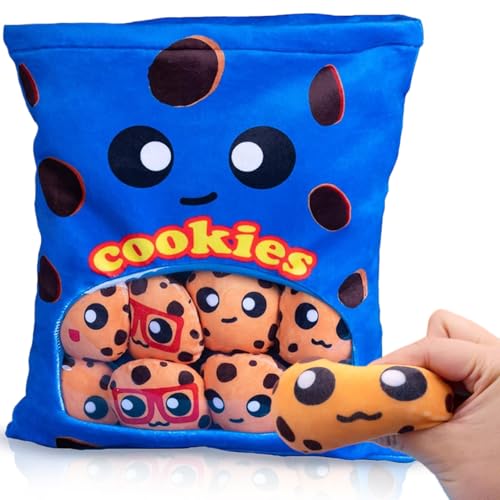 AZIDWERYQ Cookie-Kissen, weiches niedliches Keks-Plüsch-eingebaute Klangpapier, abnehmbare Speiseplatten mit Reißverschluss, Lebensmittelgefüllte Tiere für Wohnkultur Kinder Geschenke Food Plüsch von AZIDWERYQ