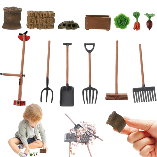 AZIDWERYQ Farm Playset (13 PCs) Simulation Kids Kids Farm Spielzeug umfasst Strohhaufen, Gabel, Mäher, Pinsel und mehr, Bildungsspiel -Bauernort -Szene für Jungen und Mädchen Geschenkspiel Farm von AZIDWERYQ