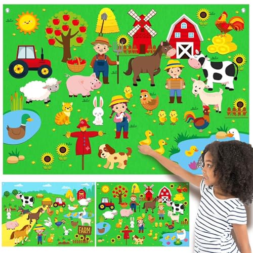 AZIDWERYQ Filz Story Board Farm-Themen 41 x 29 Zoll Filzboard für Kleinkinder mit Grommet pädagogisch fantasievoll von AZIDWERYQ