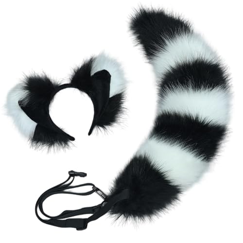 AZIDWERYQ Fuchsohren und Schwanzset, weiche Flauschige Fuchs -Ohren -Stirnband und einstellbare pelzige Schwanz, gotische Punkzubehör für Halloween -Party -Cosplay -Kostüm, Schwarze Katze AZIDWERYQ Fuchsohren und Schwanzset, weiche Flauschige Fuchs -Ohren -Stirnband und einstellbare pelzige Schwanz, gotische Punkzubehör für Halloween -Party -Cosplay -Kostüm, Schwarze Katze von AZIDWERYQ