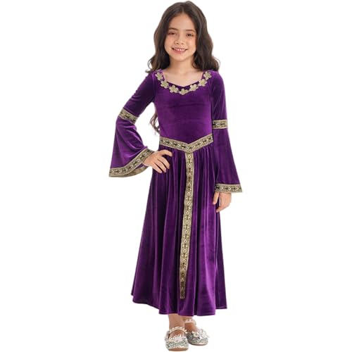 AZIDWERYQ Girls Renaissance Kleid Lange Glockenhülle Vintage Purple weiche Polyester Mädchen mittelalterlich Kleid für die Bühnenperformance, 120 cm mittelalterlich für AZIDWERYQ Girls Renaissance Kleid Lange Glockenhülle Vintage Purple weiche Polyester Mädchen mittelalterlich Kleid für die Bühnenperformance, 120 cm mittelalterlich für von AZIDWERYQ