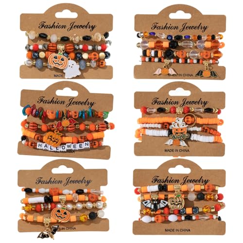 AZIDWERYQ Halloween -Armbänder, 24pcs Mehrschichtige Perlen -Stretchbänder, gruselige Geisterkürbis -Fledermaus -Charmearmband, stapelbarer Halloween -Schmuck für Frauen Schmuck AZIDWERYQ Halloween -Armbänder, 24pcs Mehrschichtige Perlen -Stretchbänder, gruselige Geisterkürbis -Fledermaus -Charmearmband, stapelbarer Halloween -Schmuck für Frauen Schmuck von AZIDWERYQ