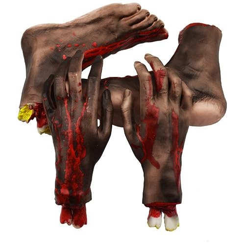 AZIDWERYQ Halloween abgetrennte Hände und Füße Set 4pcs realistische gruselige blutige Hände und Füße gebrochene Körperteile Halloween Requisiten Dekorationen, Dekorationen AZIDWERYQ Halloween abgetrennte Hände und Füße Set 4pcs realistische gruselige blutige Hände und Füße gebrochene Körperteile Halloween Requisiten Dekorationen, Dekorationen von AZIDWERYQ