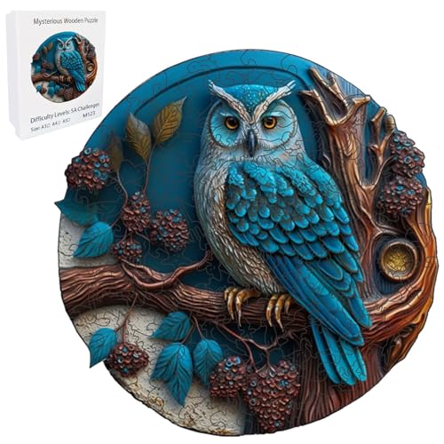 AZIDWERYQ Hölzerne owl Puzzlaut für Kinder Erwachsene realistische Tierform 220-260 Stück Jigsaws rund Bunte 11.1x11.2in Jigsaw Kinder Spielzeug Geburtstag Kinder Spielzeug Spielzeug Spielze von AZIDWERYQ