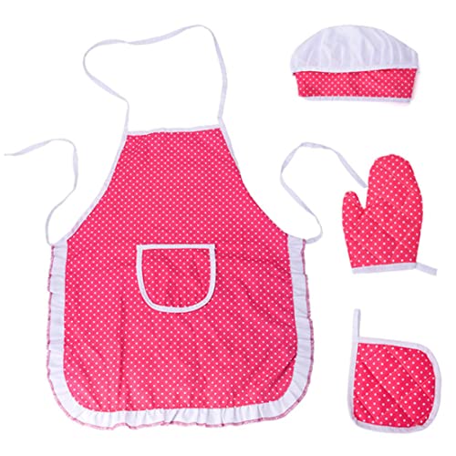 AZIDWERYQ Kinderkoch Kostüm Set Kinder backen Schürze mit Taschenkindkoch Cooking Hut Mitt Kit 4pcs Kinderkoch Kostüm Set von AZIDWERYQ