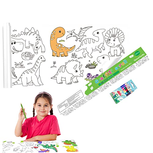 AZIDWERYQ Kinderzeichnung Rollen Malvorlagen Roll 15x118 im klebrigen DIY -Malerei Poster mit Farbstiften Geburtstagsgeschenk für Kinder Dinosaurier Land Malvorlagen Poster von AZIDWERYQ