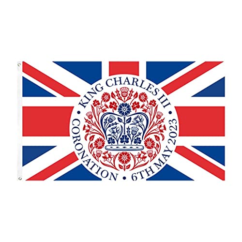 AZIDWERYQ König Charles III. Krönung Flagge Union Flaggen König Charles Krönungsdekorationen Banner für Straßenpartys Royal Celebration Events Dekorationen 5ft x 3ft (150 cm x 90 cm) von AZIDWERYQ