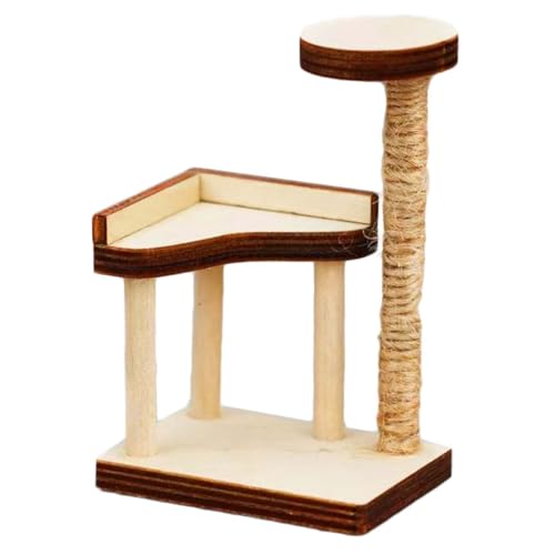 AZIDWERYQ Mini Cat Tree 1:12 Skala Holzminiatur Katzenbaumturm Modell Natrual Cat Tree -Schmuck Kratzer nach Layout Dollhouse Miniaturen Zubehör 1/12 Maßstab Zubehör von AZIDWERYQ