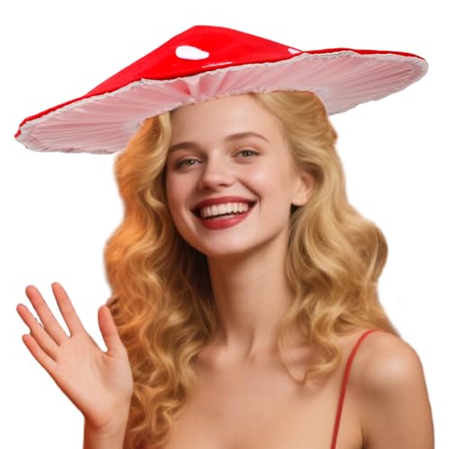 AZIDWERYQ Pilzhut Rot breit Krempelkappe simulierte süße und übergroße Pilzhut -Cosplay für Halloween, Kostümpartys, Themen -Kostüme Frauen Frauen AZIDWERYQ Pilzhut Rot breit Krempelkappe simulierte süße und übergroße Pilzhut -Cosplay für Halloween, Kostümpartys, Themen -Kostüme Frauen Frauen von AZIDWERYQ