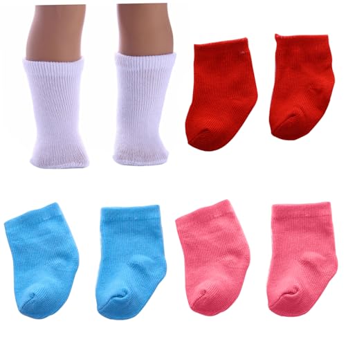 AZIDWERYQ Puppensocken, 4 Paar Puppensocken, Mini -Socken -Babykleidung, Puppen -Knöchel -Socken, Puppenzubehör für 18 Zoll Babypuppenpuppenzubehör von AZIDWERYQ