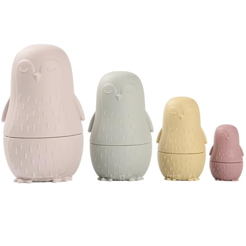 AZIDWERYQ Russische Nistpuppen Silikon Matryoshka pädagogische Stapelnistpuppen Matryoshka Bildungspuppen Stapelspielzeug Grade Baby Teether für Kleinkinder 1-3 Jahre alte Beige von AZIDWERYQ