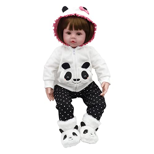 AZIDWERYQ Silicon Doll Girl Spielen lebensechte Simulation Doll Silikon Baby Realistische Tragen Panda Kleidung süße Spielzeug Simulation Babypuppe von AZIDWERYQ