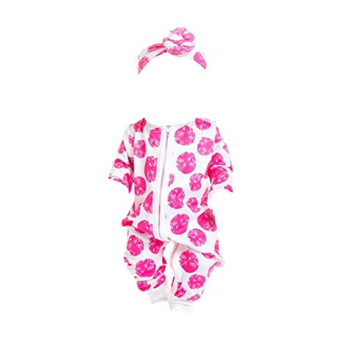 AZIDWERYQ Babypuppe Reißverschluss Kleidung Rose Rot Punkt Muster Babypuppen Langarm Outfits Overalls mit Stirnbändern Multi -Funktion Doll Zubehör Kinder früh Bildung Spielzeug Puppenzubehör von AZIDWERYQ