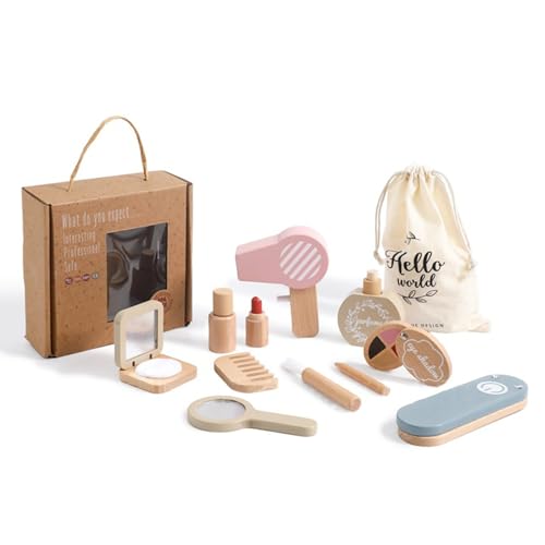 Hölzernes Make -up -Spielzeug Set umfassende frühe pädagogische gefälschte Make -up -fantasievolle interaktive Make -up süße glatte Make -up -Spielzeug, Geschenke für Mädchen Make -up -Spielzeug von AZIDWERYQ