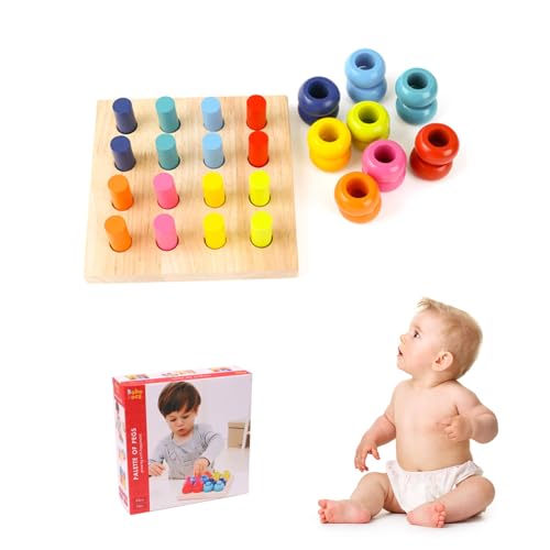 Holzstapelringe, 8x8x2 Pädagogische Stapelringe Babyspielzeug, umweltfreundliche Puzzle-Spiele Stapelspielzeug für Kleinkinder 1-3 Jahre alte Kinder Kinder Geschenk Stapel Ringe Baby Spielzeug von AZIDWERYQ