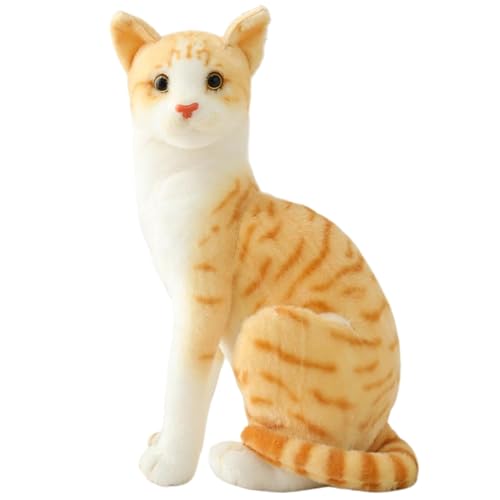 Katze gefüllte tierische, realistische lebendige orange Katze Formplüschgefüllte Tierkatze, süße weiche und flauschige falsche Katze zum Umarmen, Spielen und Schlafen, 25 cm gefüllte Tierkatze von AZIDWERYQ