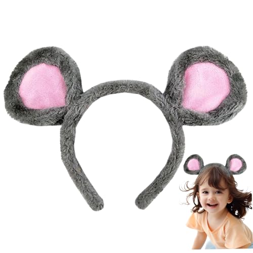 Maus Ohren Stirnband 11x8 Zoll Stoff Maus Stirnband niedliche und entzückende Mausohren Dekorative graue Farbe Rattenohren Stirnband für Cosplay, Themenpark, Geschenke für Jungen & Mädchen Mouse Ohre von AZIDWERYQ