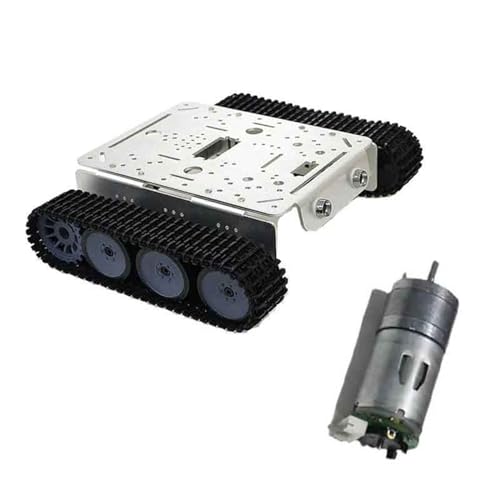 AZIKEN Kettenfahrwerk-Kit Metall-Crawler-Roboter-Panzer-Chassis-Kit, Motor mit hohem Drehmoment und Encoder für schwere Last (Color : Silver with25 Motor) von AZIKEN