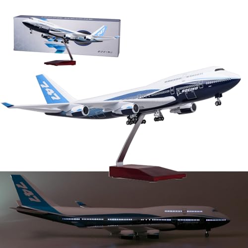 AZIZAT 18.5" 1:150 Maßstab Modell Flugzeug Prototyp Boeing 747-400 Modell Jet Collectibles Harz Flugzeug Modelle mit Rädern Diecast für Sammlung Geschenk,Upgraded von AZIZAT