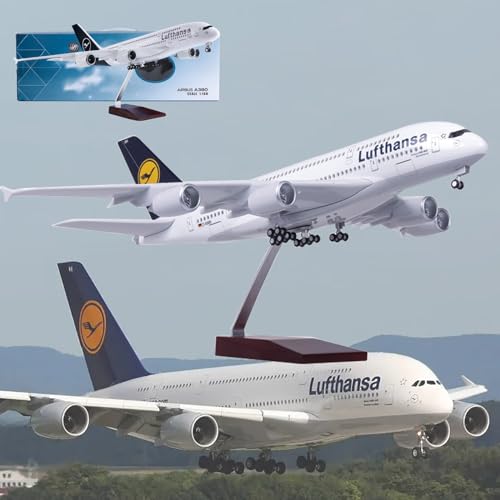 AZIZAT 18.5" 1:160 Maßstab Modell Flugzeug Lufthansa A380 Modell Jet Collectibles Harz Flugzeug Modelle mit Rädern Diecast für Sammlung Geschenk Ornament,Ordinary von AZIZAT